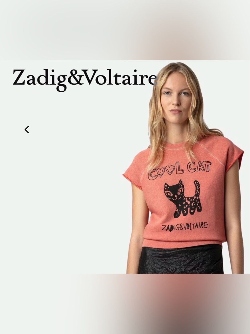 Zadig & Voltaire Coral Pink Short-Sleeve Cat Graphic Rupper Sweatshirt small
